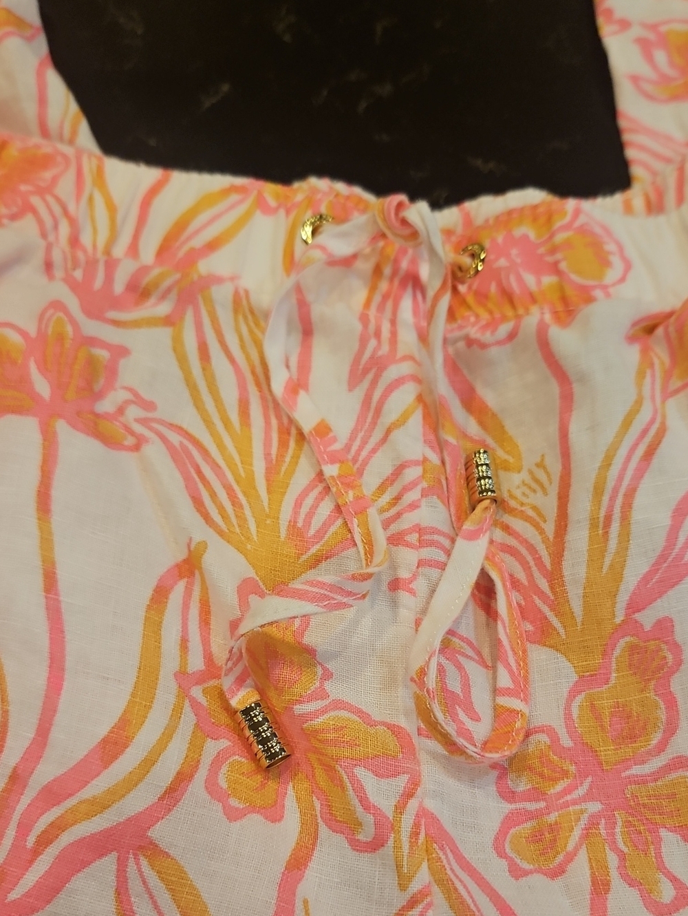 Lilly Pulitzer Pink Floral Drawstring Capris - Picture 2 of 9
